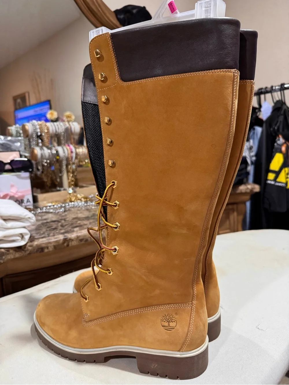 Timberland Women's Tall Lace-Up Boot in Wheat/Brown